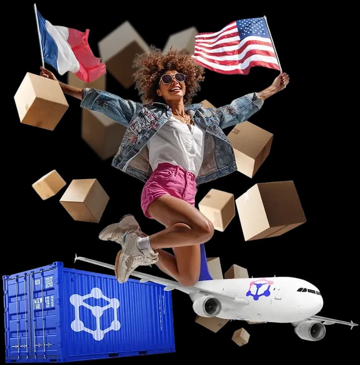Cliente SmartRelay avec colis, avion et conteneur